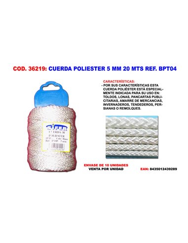 Corda de poliéster 5 mm 20 metros BPT04