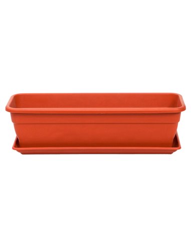 Jardinière rectangulaire en plastique couleur terre cuite EVA 60 cm