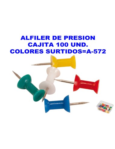 Assorted pressure pins 100 units colors