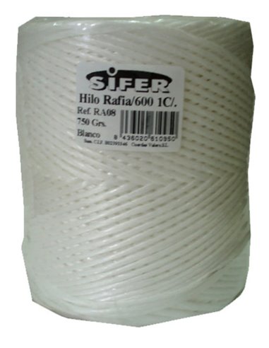 SIFER Cuerda Rafia Blanca 2 mm x 120 m 600 m/Kg 1 Cabo 200 g RA13