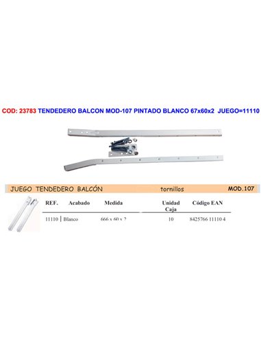 Stendibiancheria da Balcone Mod 107 Verniciato Bianco 67x60x2 Gioco 11110