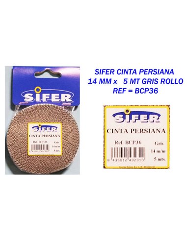 FITA PARA ESTORES SIFER 14 MM x 5 MT ROLO CINZA