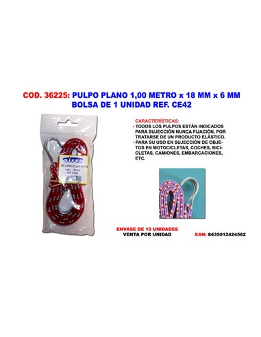 Poulpe Plat 1 Mètre x 18 mm x 6 mm CE42 Sachet 1 Unité CE03