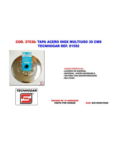 Tampa Multiusos Inox 30 cm Tecnich Ref 01592