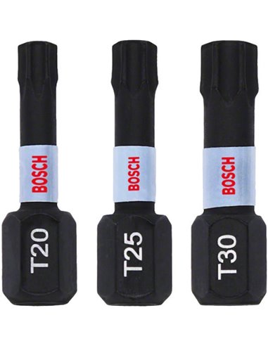 BOSCH BOITE 3 POINTS D'IMPACT PRO Torx T20 T25 T30 25mm 2608522479