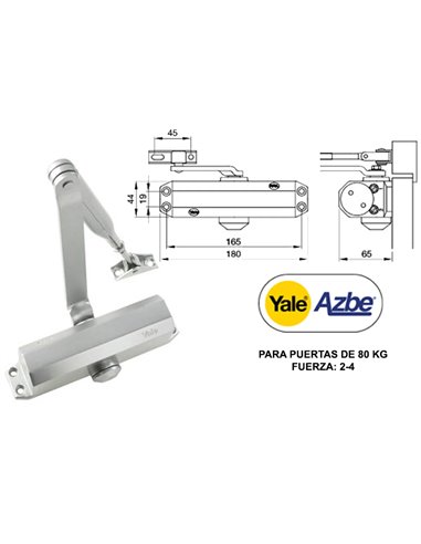 Yale Azbe Cierrapuertas 3500 Fuerza 2-4 Plata con Retén 3500-000460