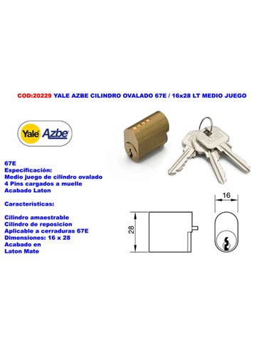 Cilindro Oval YALE AZBE 67E/16x28 LT Meio Conjunto