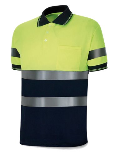 Kurzärmliges Poloshirt mit hoher Sichtbarkeit, gelb, blau, T-M1288PAVXMCY