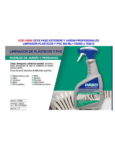 NETTOYANT PLASTIQUE ET PVC CEYS EXTREME ÉTAPES ET JARDINS 500ML