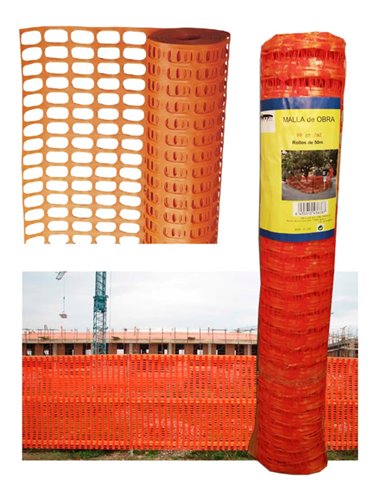 Maille signalétique de chantier renforcée orange 80 g/m2 1 m x 50 m