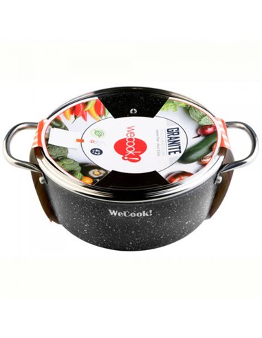 WECOOK cocotte 24cm avec couvercle antiadhésif 3mm tout feu granit 73024