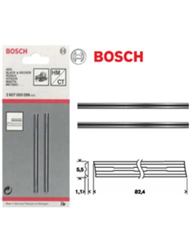 Cuchillas Bosch x2 Reversibles Cepillo Rectas 35° Metal 2 607 000 096