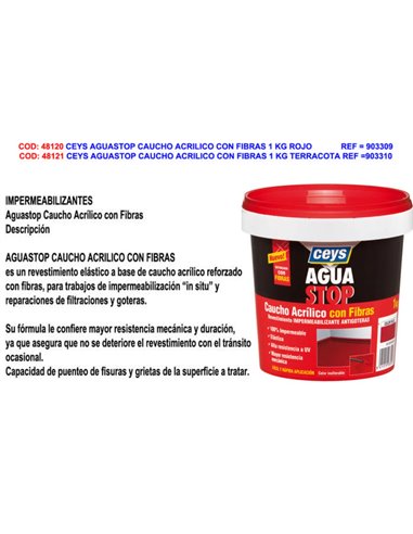 CEYS Aguastop Caoutchouc Acrylique avec Fibres 1 kg Rouge