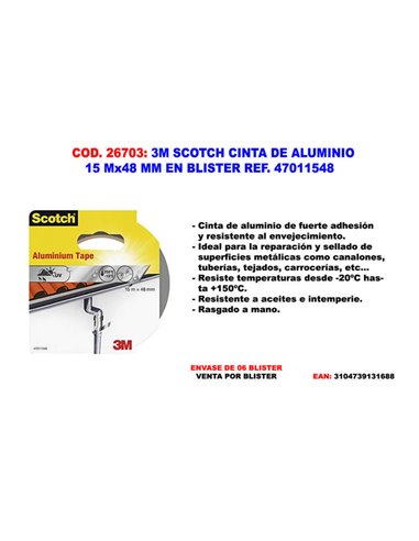 Cinta de aluminio 3M Scotch 15m x 48mm 47011548