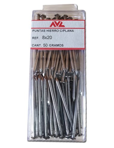 AVL Iron Tips with Flat 20 x 8 mm 50 g Blister Bubble 23-E