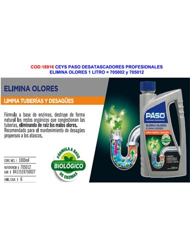 CEYS STEP UNLOGGER ELIMINADOR DE ODOR 1 LITRO