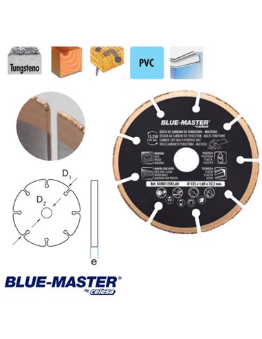 Blue Master Wolframkarbid-Radial-Mehrzweckscheibe 125 x 1,6 x 22