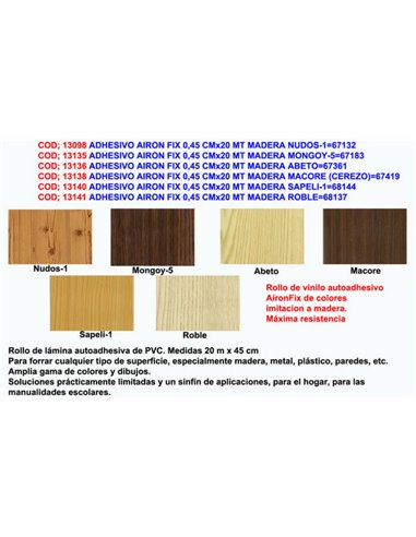 Adesivo Airon Fix 0,45 cm x 20 m Madeira Sapele 168144