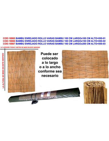 Bamboo Enrejado Rollo 100 cm de Largo x 150 cm de Alto 050-02