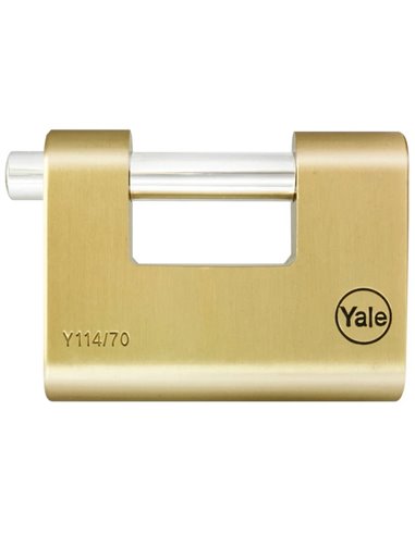 Yale Azbe Messing-Vorhängeschloss mit zementiertem Stahlbügel 70 mm Y114/70/113/1