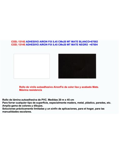 Adesivo Airon Fix 0,45 cm x 20 m Nero Opaco 67004