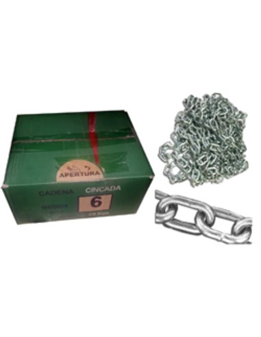 14 mm galvanized chain in bags or boxes of approximately 50 kg 12.30 m