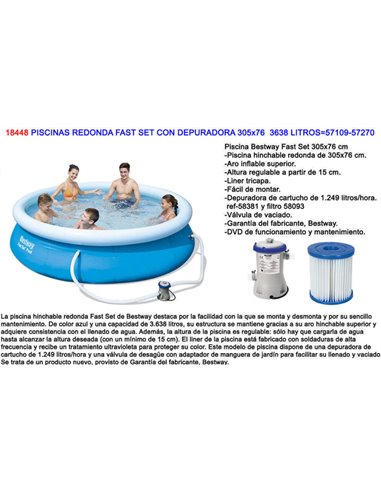 Piscina Redonda Fast Set com Purificador 305x76 3638 L 57270