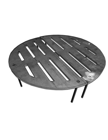 Round steel grate set for wood stove