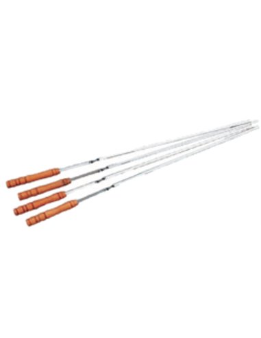 Set of 4 Metal Skewers with Wooden Handle for Barbecue 42 cm BAMBOO