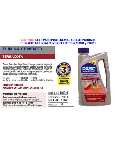 Removedor de cimento para pisos de terracota CEYS Step 1 L