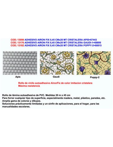 ADHESIVO AIRON FIX 0,45 CMx20 MT CRISTALERA GAUDI-168806