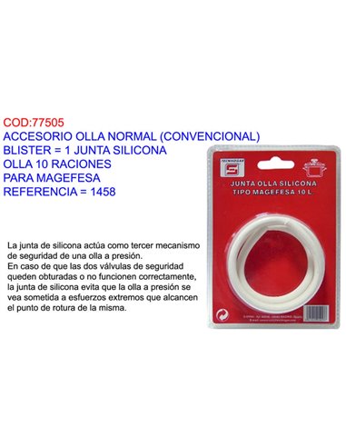 ACCESORIO OLLA NORMAL BL1 JUNTA SILICONA 10RACION MAGEFESA1458