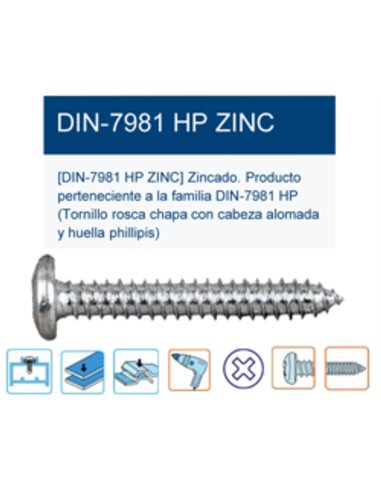 TORNILLO R/CHAPA DIN 7981HP ALOMADA PH12,9x134x1/2T8129013