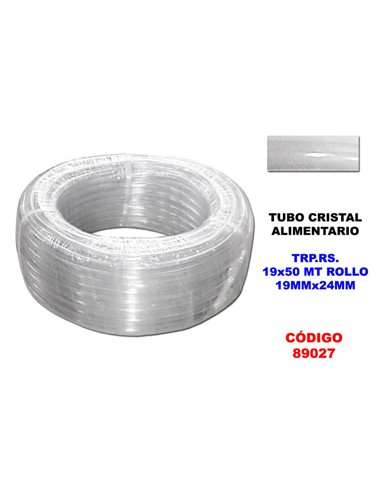 TUBO CRISTAL ALIMENTARIO TRP.RS.-19 x 50 MT ROLLO19 MMx24 MM