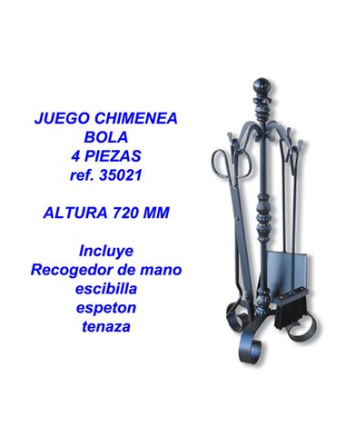 JUEGO CHIMENEA BOLA FUNDIDA 4 PIEZAS 35021