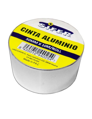 SIFER CINTA ADHESIV ALUMINIO ALTAS TEMPERATURA 50 MMx10 MT ROLLO