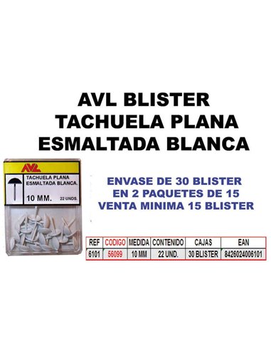 AVL BLISTER TACHUELAS ESMALTADA BLANCA 10 MM6101