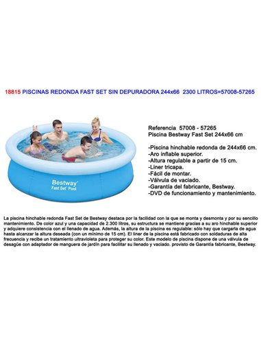 PISCINAS REDONDA FAST SET SIN DEPURAD. 244x66 2300 L 57265