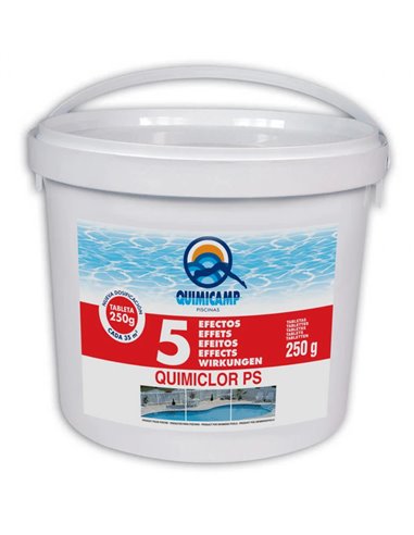 QUIMICAMP CLORO QUIMICLOR 5 ACCIONES 5KGTABLETA 250 GR201805