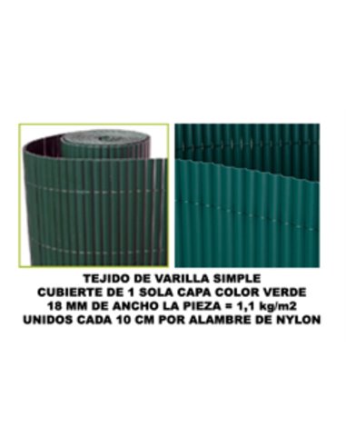 BAMBU CA�IZO PVC 1 CARA 18 MM COLOR VERDE 200x500 CM  MZ8006