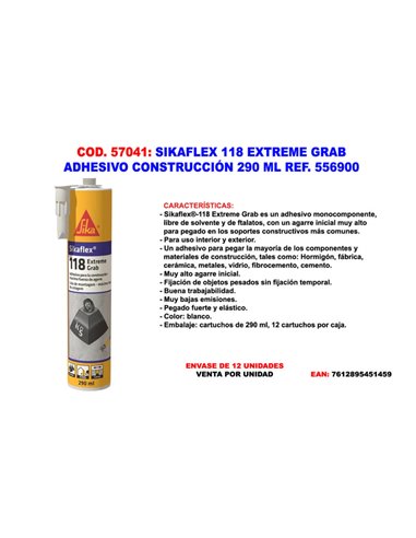 SIKAFLEX 118 EXTREME ADHESIVO CONSTRUCCION 290 ML 556900