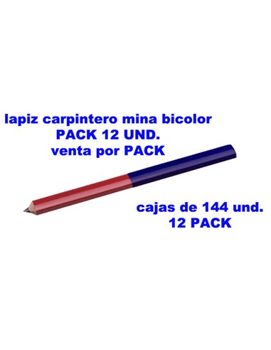 LAMS PACK 12 UN. LAPIZ CARPINTERO BIC.AZUL/ROJO 20095  