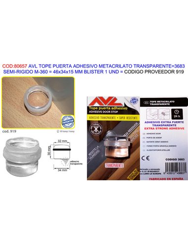 AVL TOPE PUERTA ADH.METAC.TRANSPM36046x34x15MMBL1U3683(919)