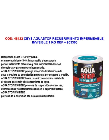 CEYS AGUASTOP RECUBRIMIENTO IMPERMEABLE INVISIBLE 1 KG903360