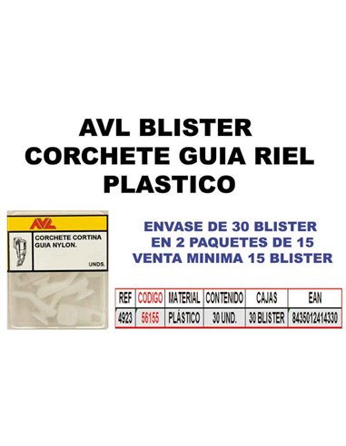 AVL BLISTER CORCHETE GUIA RIEL PLASTICO 4923