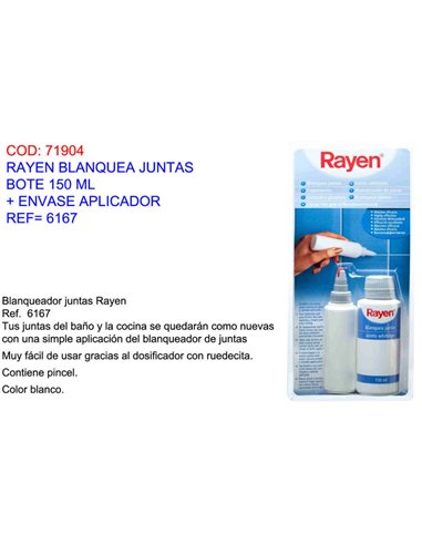 RAYEN BLANQUEA JUNTAS BOTE 150 ML+ ENVASE APLICADOR  6167