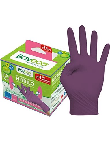 GUANTE NITRILO BAYECO MORADO DESECHABLE ALIMENTARIO PACK 20 T-M