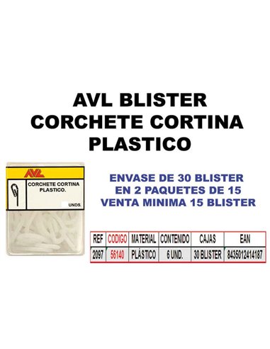 AVL BLISTER CORCHETE CORTINA PLASTICO 2097