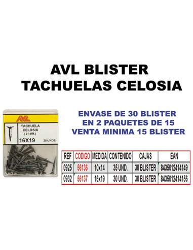 AVL BLISTER TACHUELAS CELOSIA NEGRA 10x14   0925