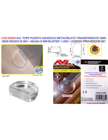 AVL TOPE PUERTA ADH.METAC.TRANSPM36346x35x15MMBL1U3685(921)